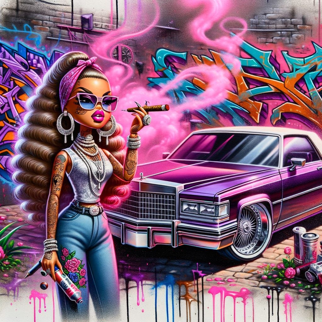 Vibrant 90s Street Culture Queen in Glamorous Attire