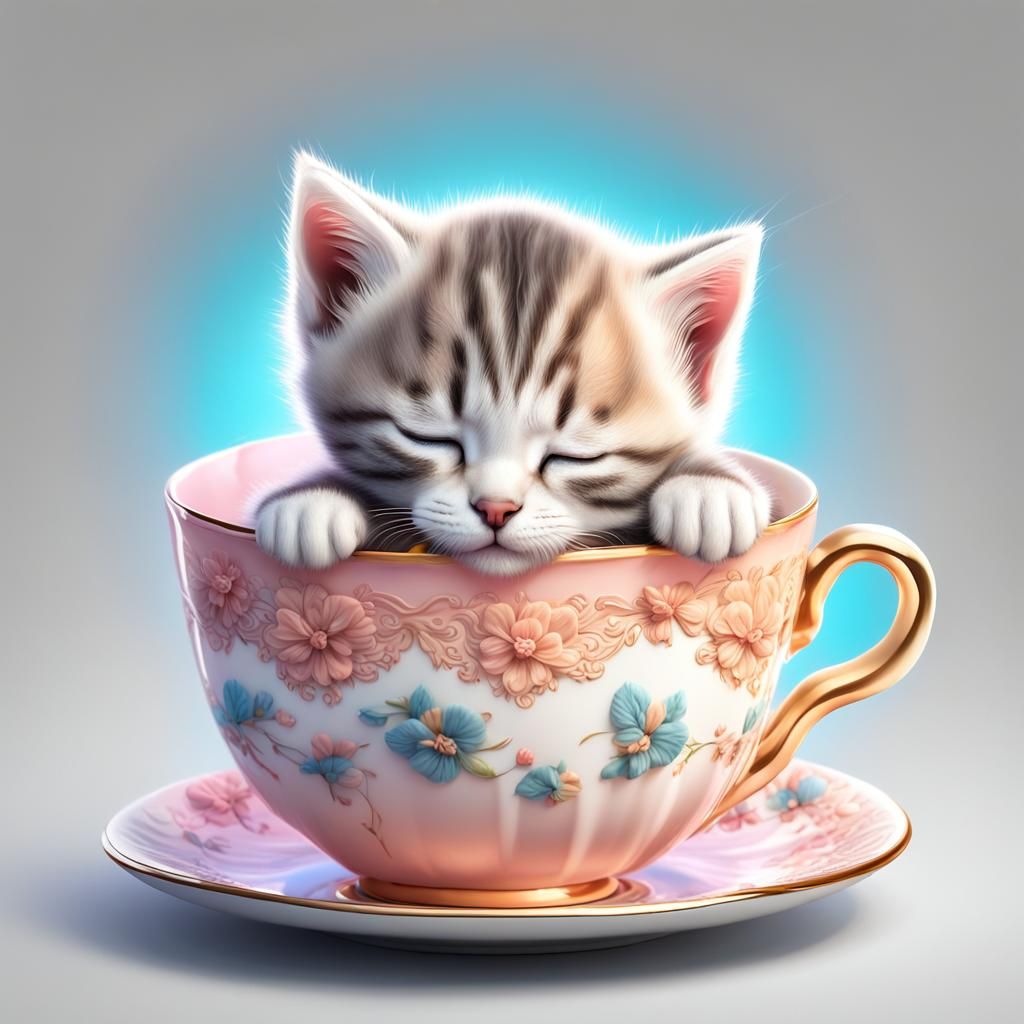 Kitten Nap Time: 3D Render in Pixar Style