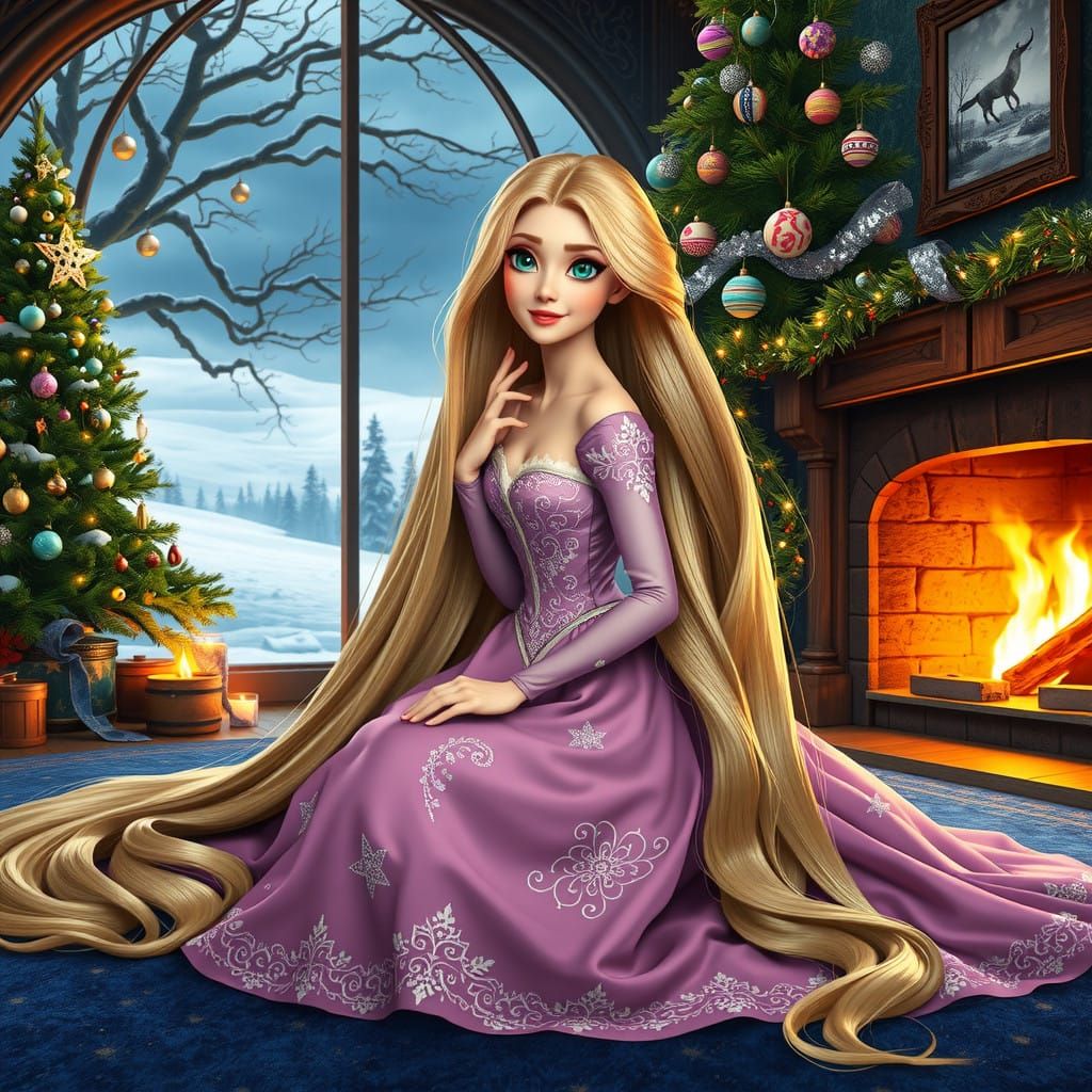 Disney Princess in Elegant Winter Wonderland