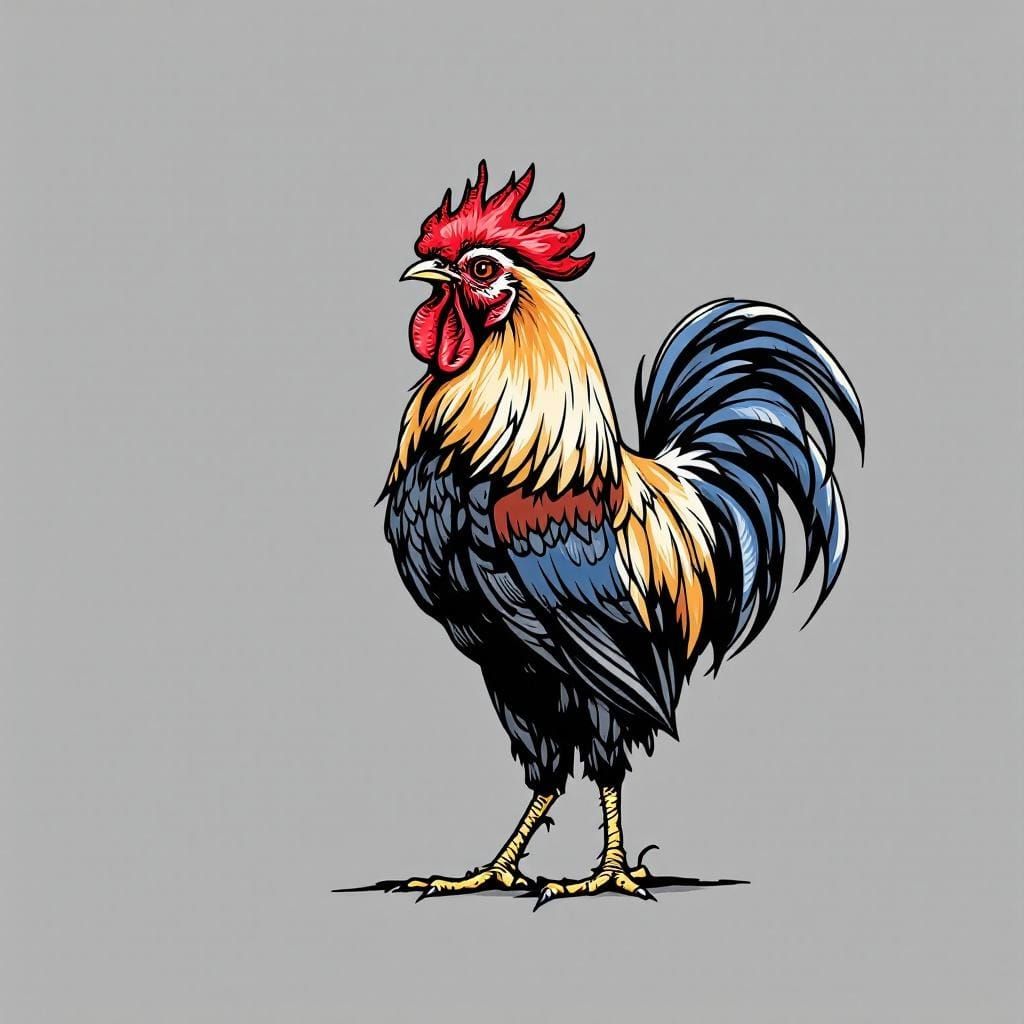 Majestic Rooster Struts at Dawn