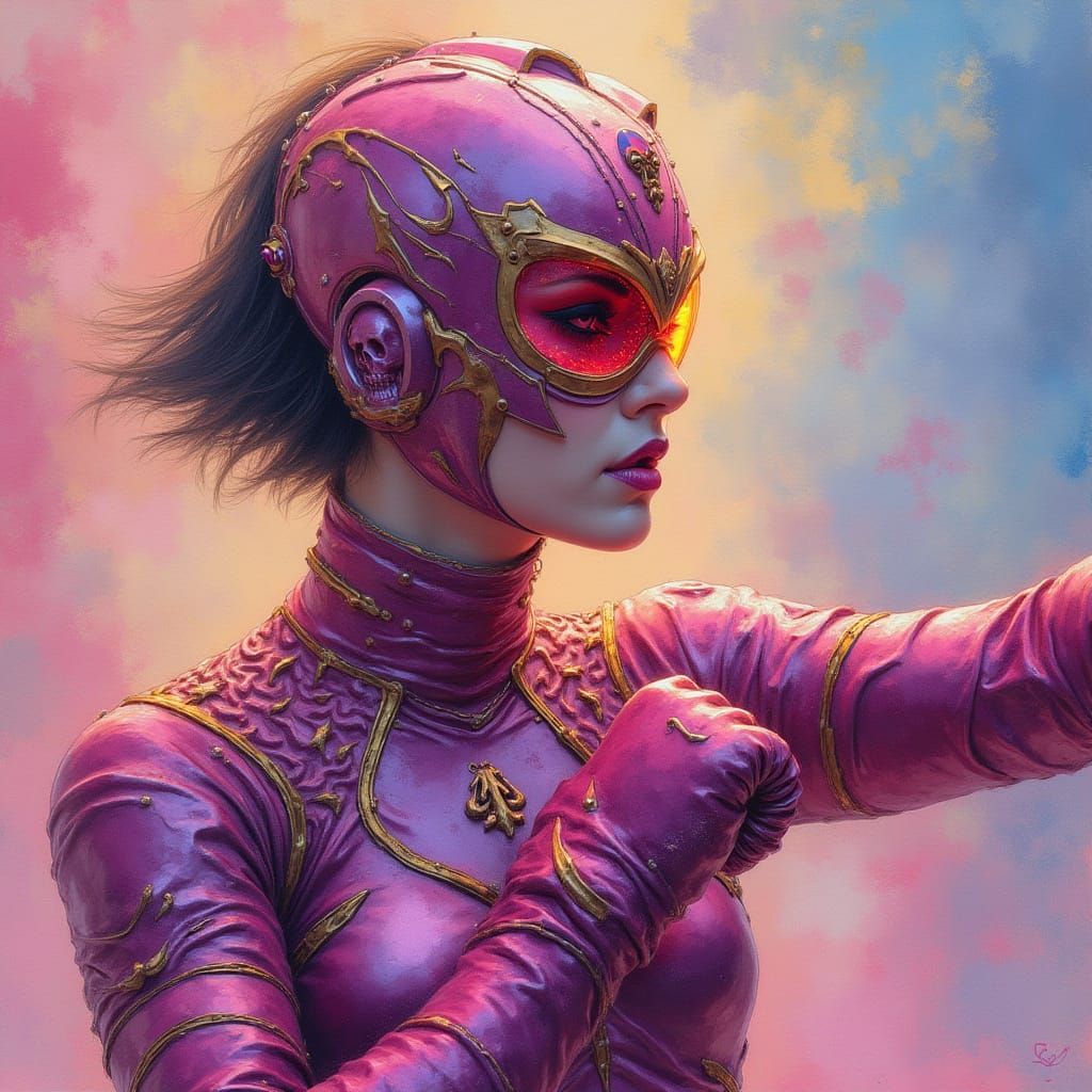 Ethereal Gothic Punk Goddess in Impressive Gouache Style