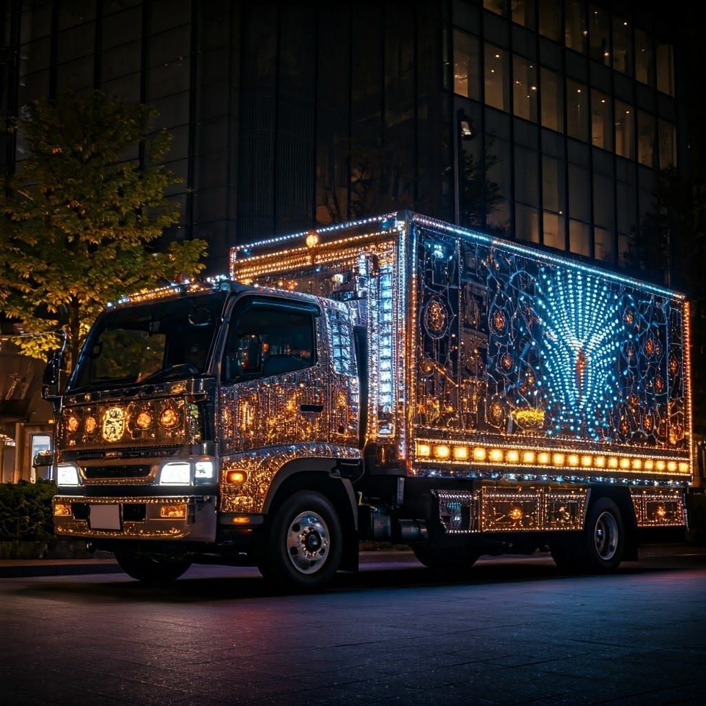 Futuristic Dekotora Truck Illuminates Tokyo Night