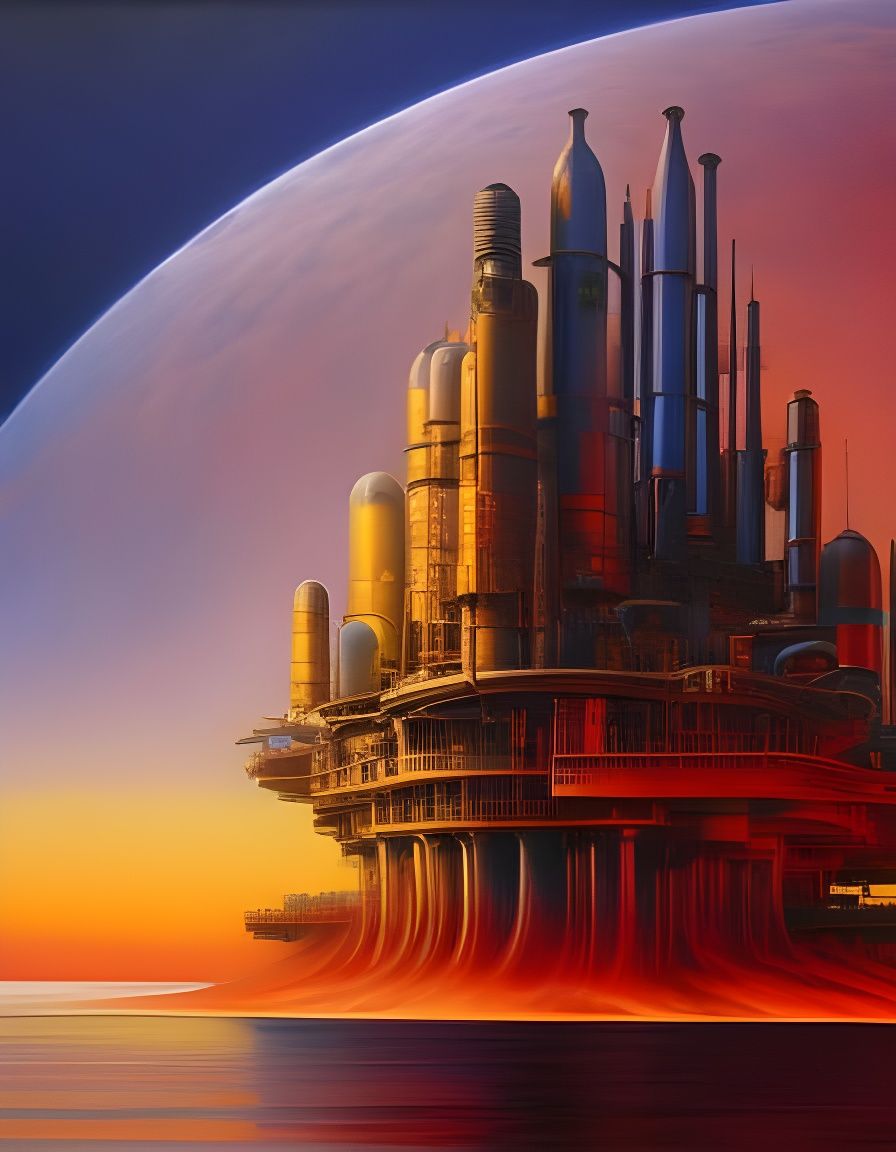 Underwater Mad Scientists' Cyberpunk Laboratory at Sunset