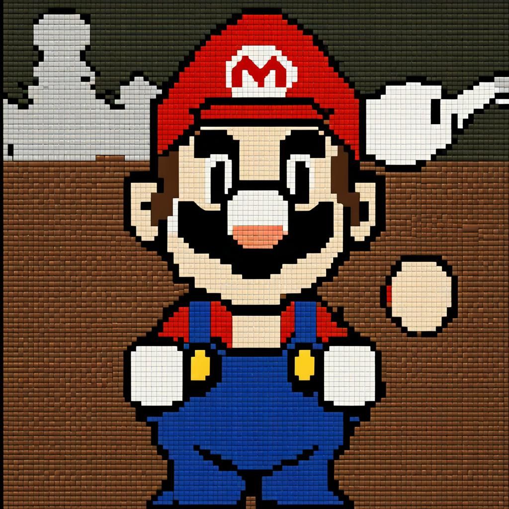 Super Mario 8-bit Pixel Art Mosaic