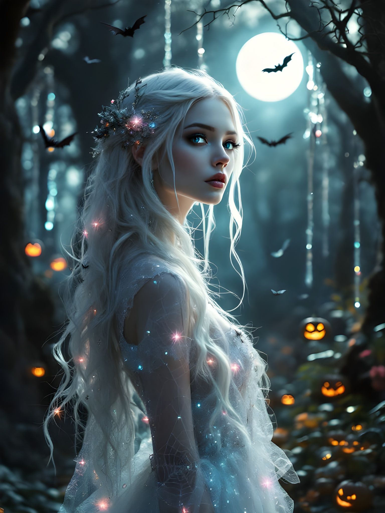Ethereal Halloween Spirit in Enchanted Grove