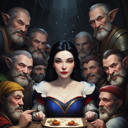 Hyperrealistic Snow White Among Dwarves Concept Art