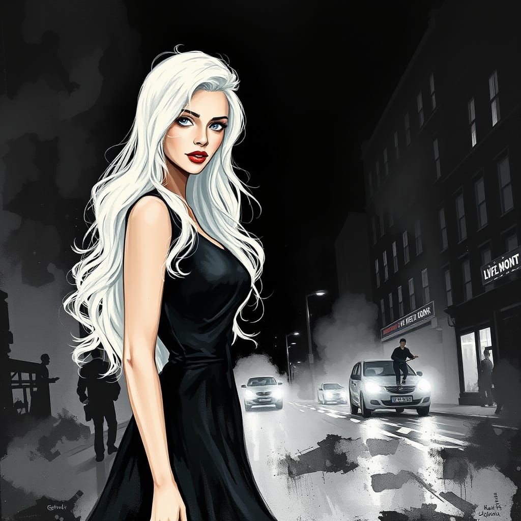 Swedish Pinup Goddess in Neo-Impressionist Style