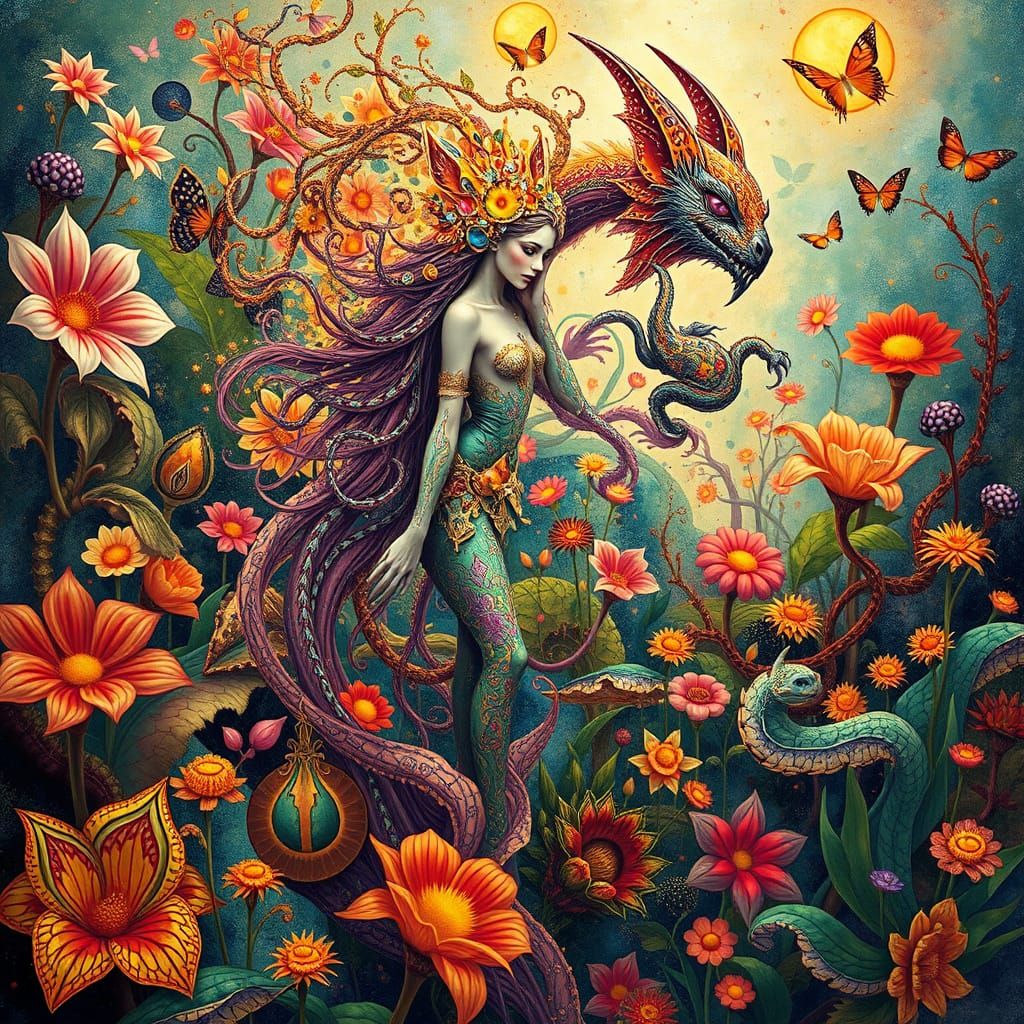 Blodeuwedd in Vibrant Fantasy Realm with Dream Plasma and My...