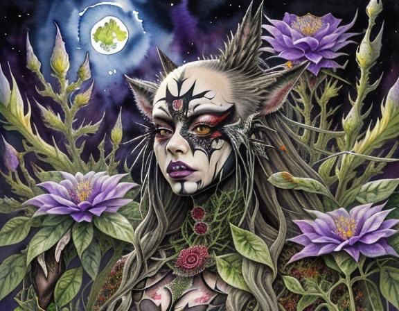 Contemplative Ghost: Surreal Watercolor and Ink Artwork