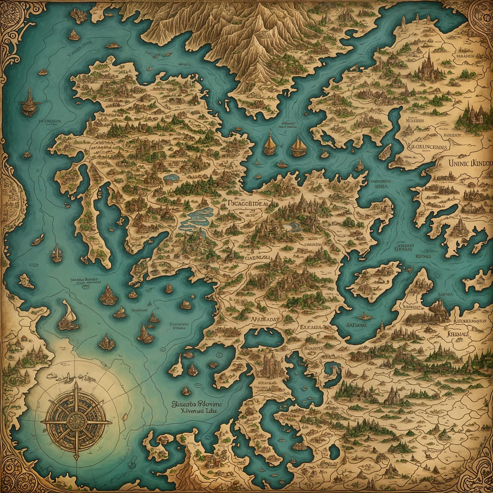 Fantasy World Map for Quests and Expeditions