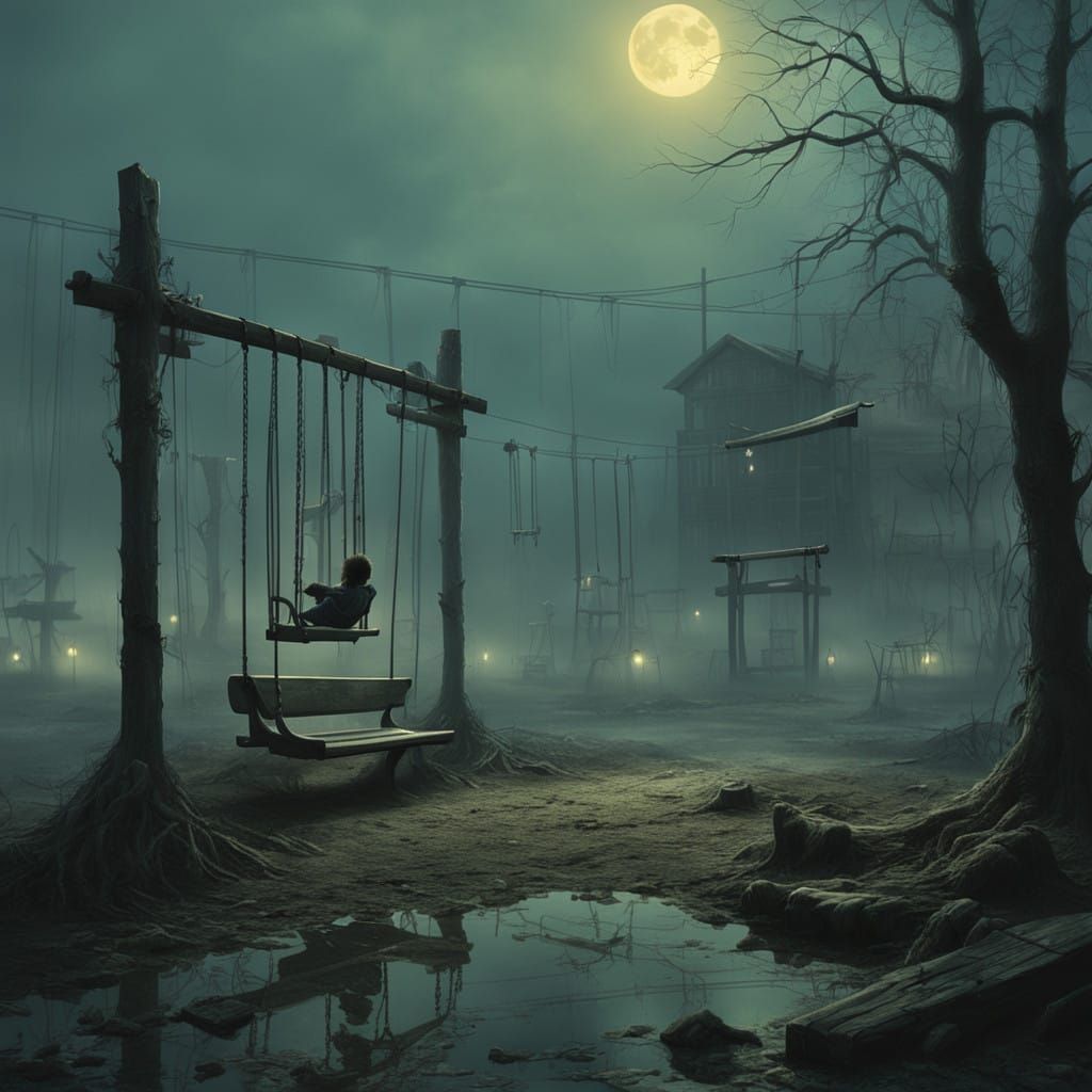 Ethereal Playground Scene in Moody Lighting