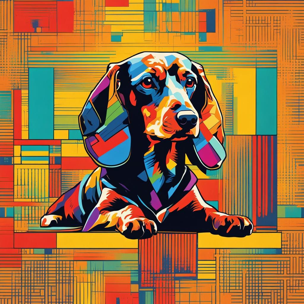Dachshund in Pop Art Screen Print Style