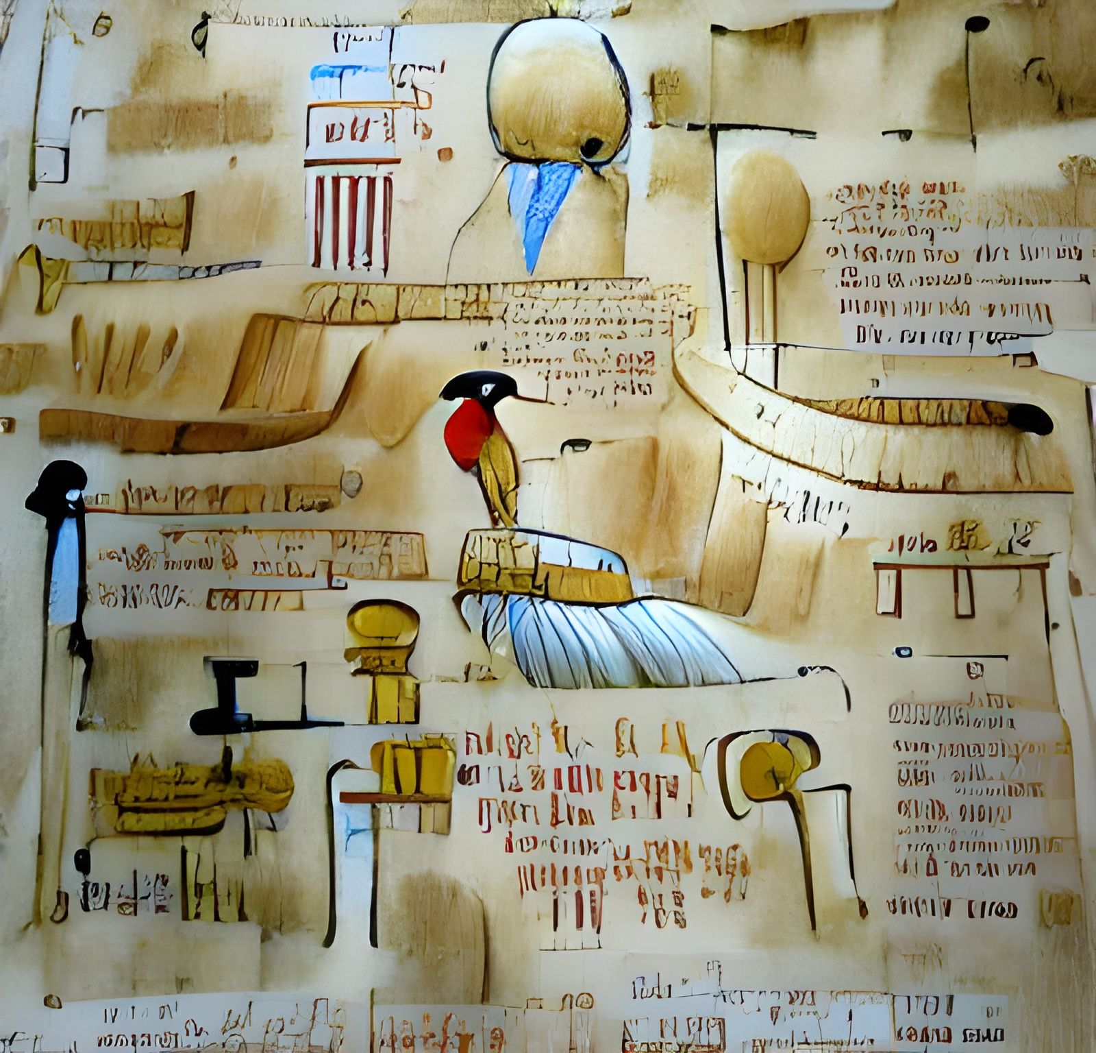 Valley of the Kings Hieroglyphics: Watercolor and Ink