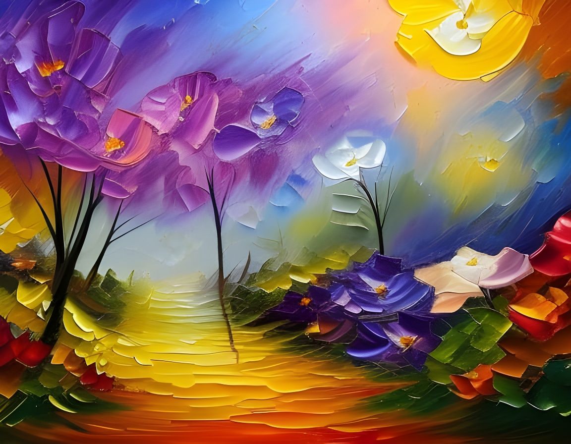 Abstract Flowers in Romantic Fantasy Garden