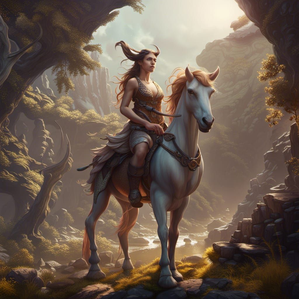 Fantasy Centaur Girl in Detailed Digital Painting