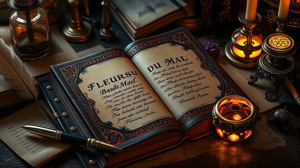 Victorian Poet's Chamber with Illuminated Manuscript and Glo...