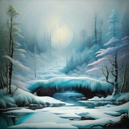 Arctic Fox Double Exposure in Winter Landscape