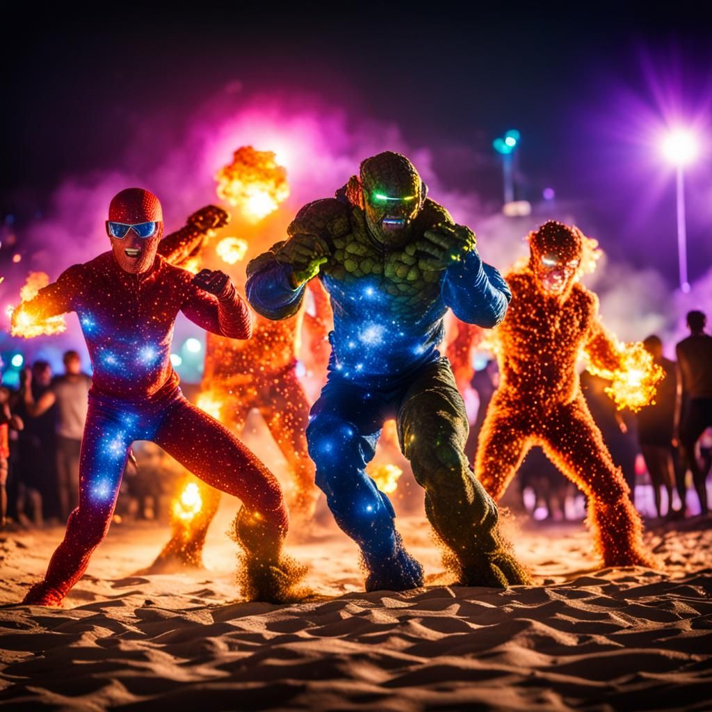 Fantastic Four Rave Party on a Beach