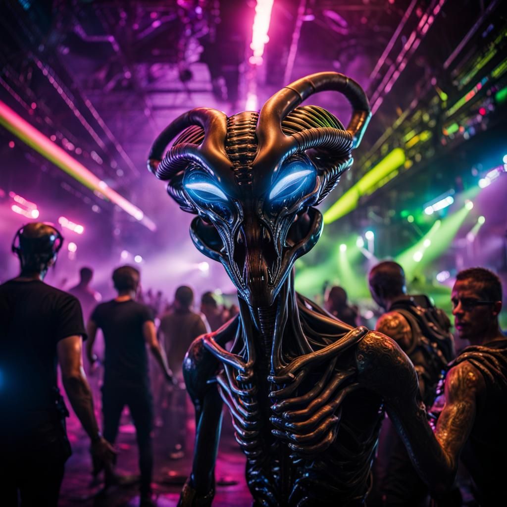 HR Giger Style Aliens Rave Party