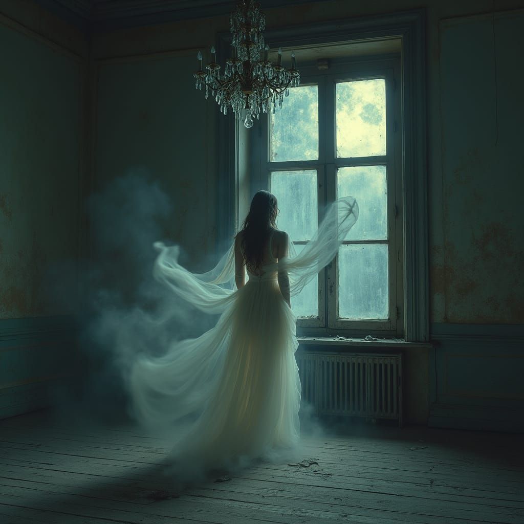 Ethereal Spirit Longs for Lost Love in Abandoned Room