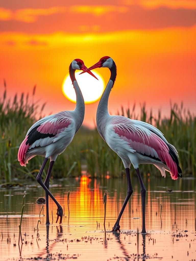Cranes at Sunset: A Nature Photography Image