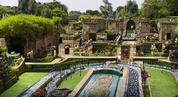 Ancient Wonder in Soft Twilight, as Impressionist Landscape