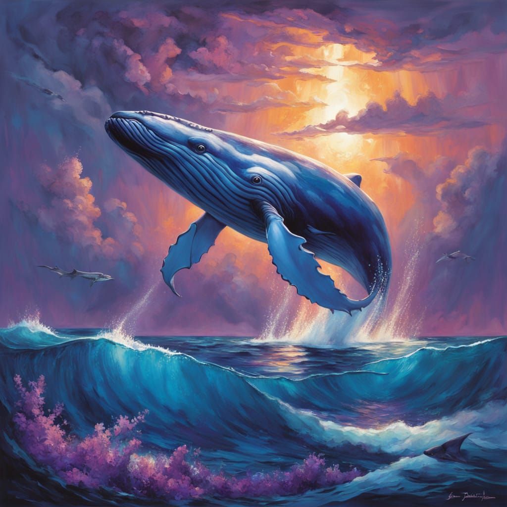 Majestic Whale in Bioluminescent Splendor