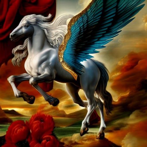 Pegasus in Hyperdetailed Surrealist Fantasy Art