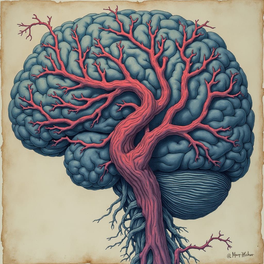 Artery of Luschka: Anatomical Art Nouveau Illustration