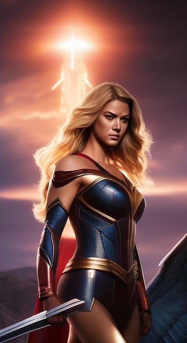 Hyperrealistic Supergirl Portrait in Digital Painting Style