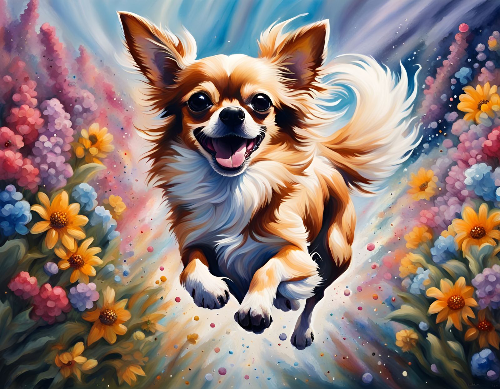 Chihuahua's Floral Fantasy: Splash Art Adventure