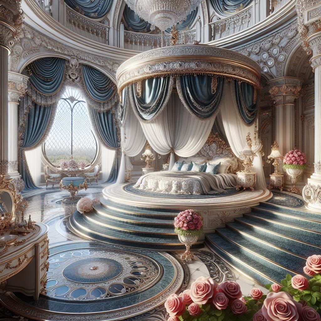 Rococo Princess Chamber with Sapphire Pillows