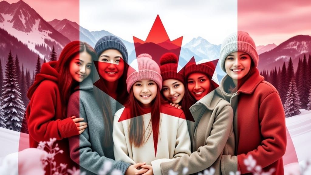 Double Exposure Canadian Winter Wonderland with Family