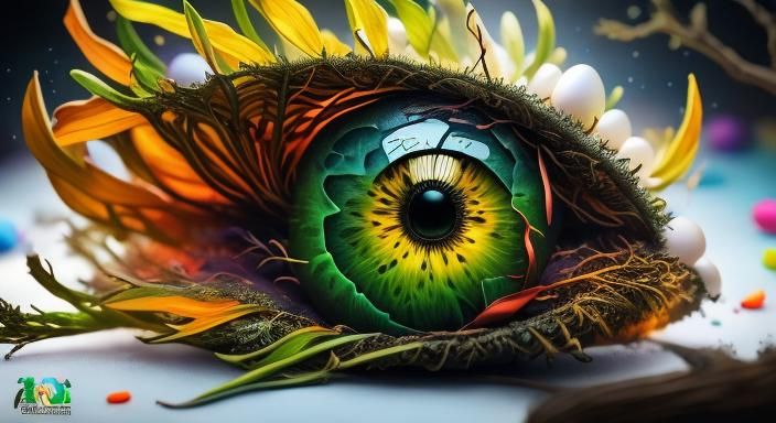 Festive Easter Egg and Floral Still Life