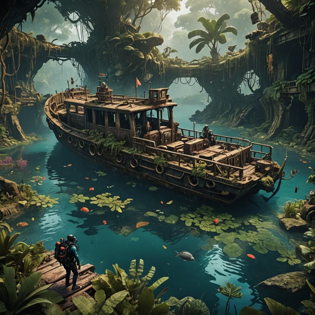 Scuba Divers Discover Sunken Shipwreck in Jungle Lake