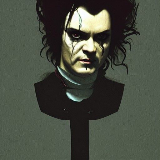 Sinister Sweeny Todd Portrait in Baroque Style