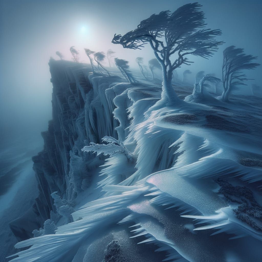 Arctic Cliff Under Pale Fog