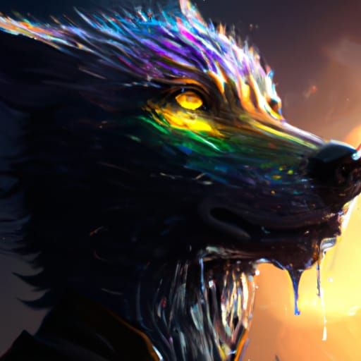 Rainbow Dog Portrait in Hyperdetailed Digital Art