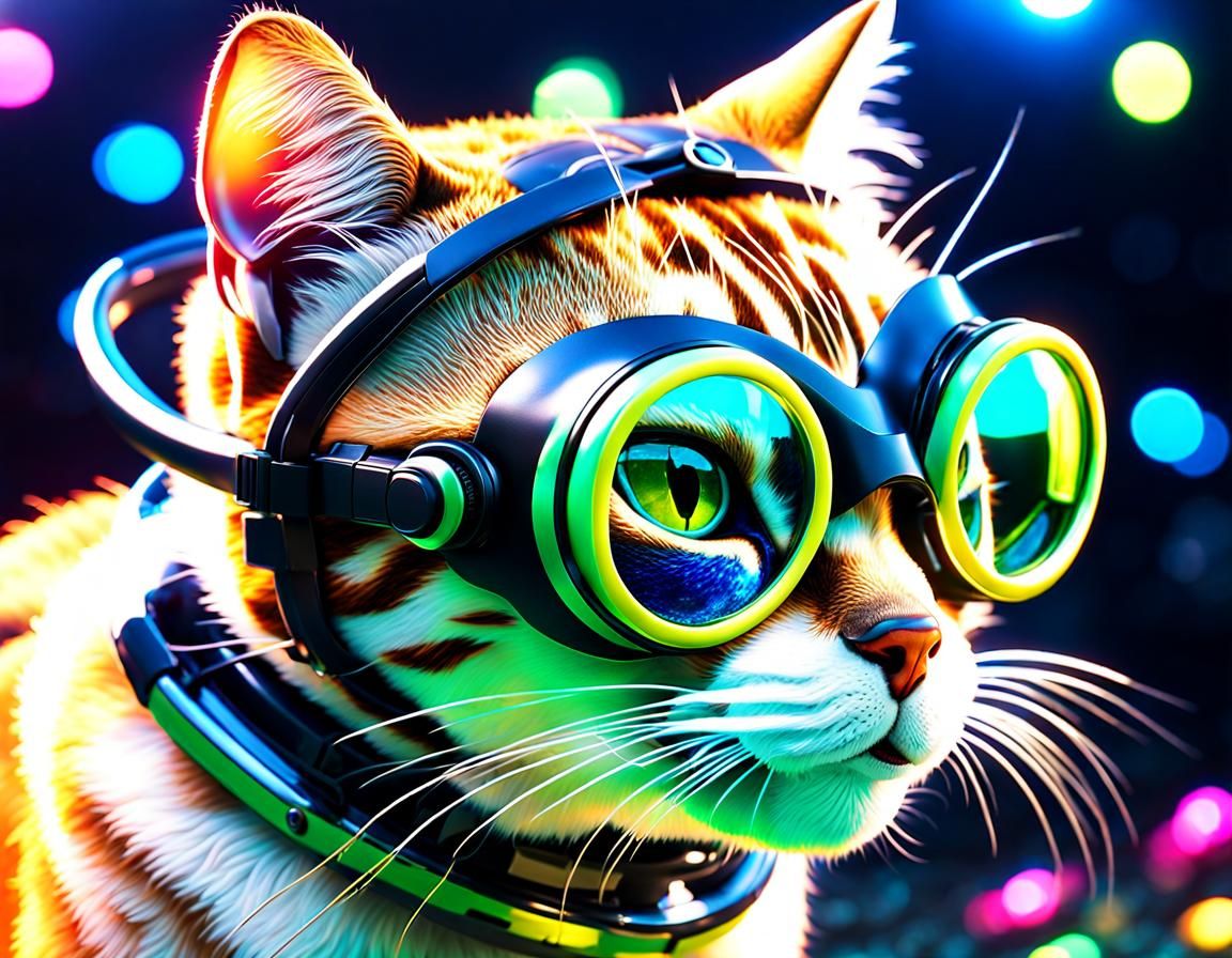 Underwater Sea Cat with Snorkel in 3D Render