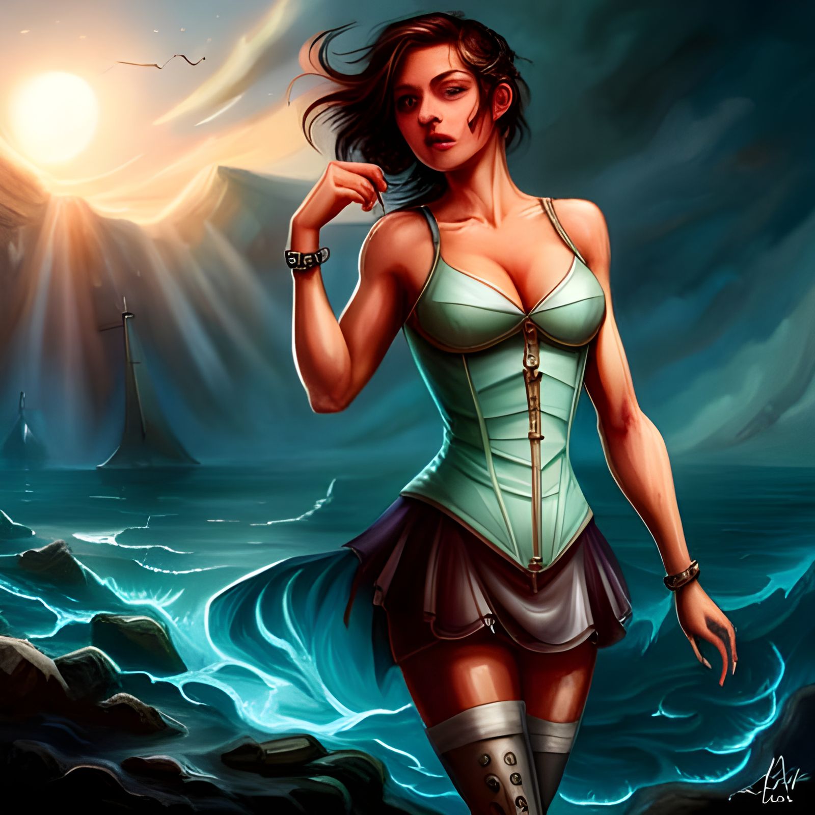 Liquid Water Nymph in Manhwa Style