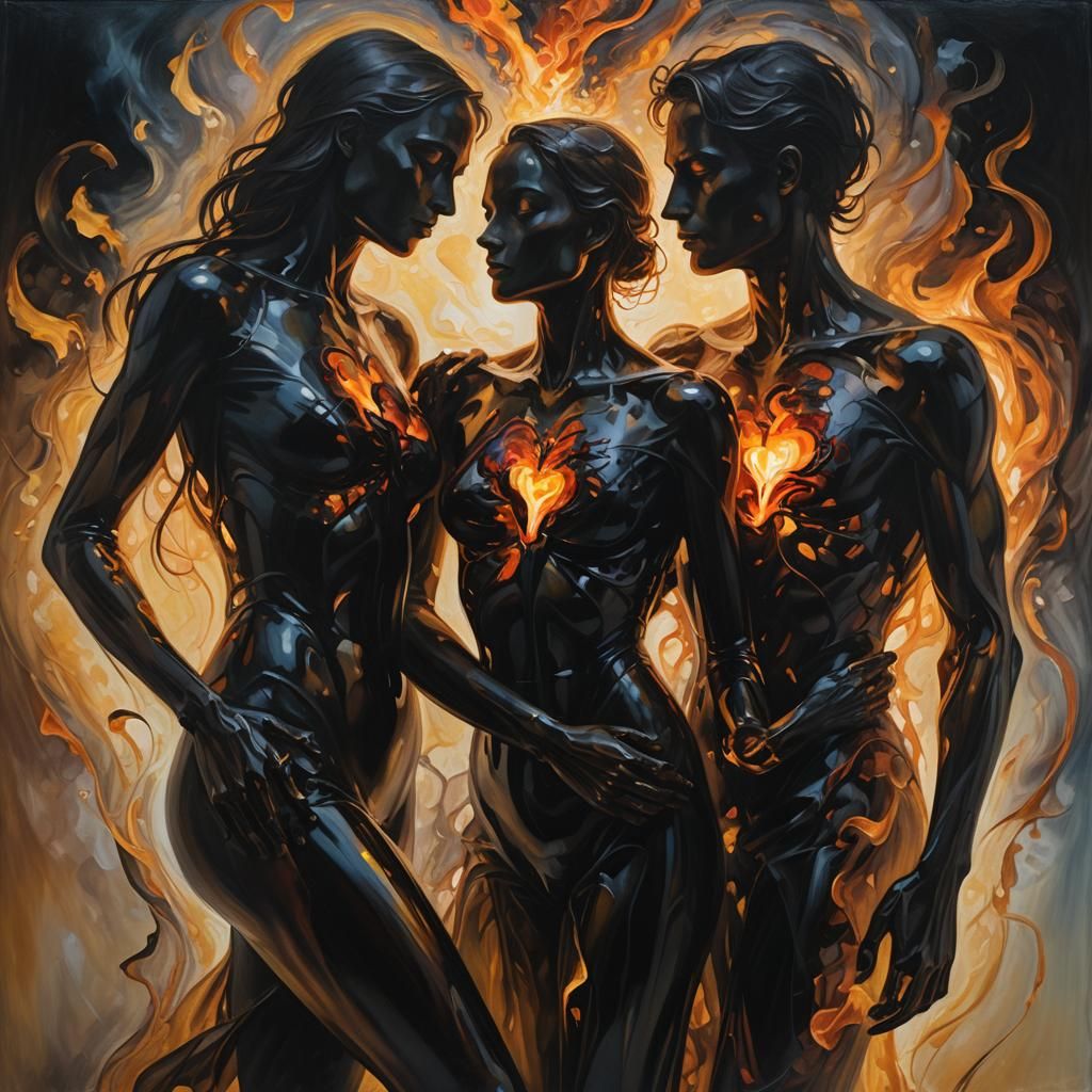 Surreal Translucent Figure with Smoldering Heart