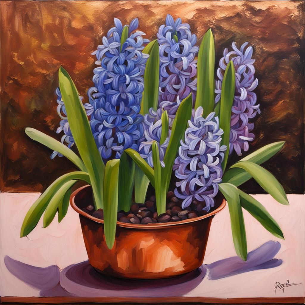 Hyacinths in Copper Pot, Renaissance Style