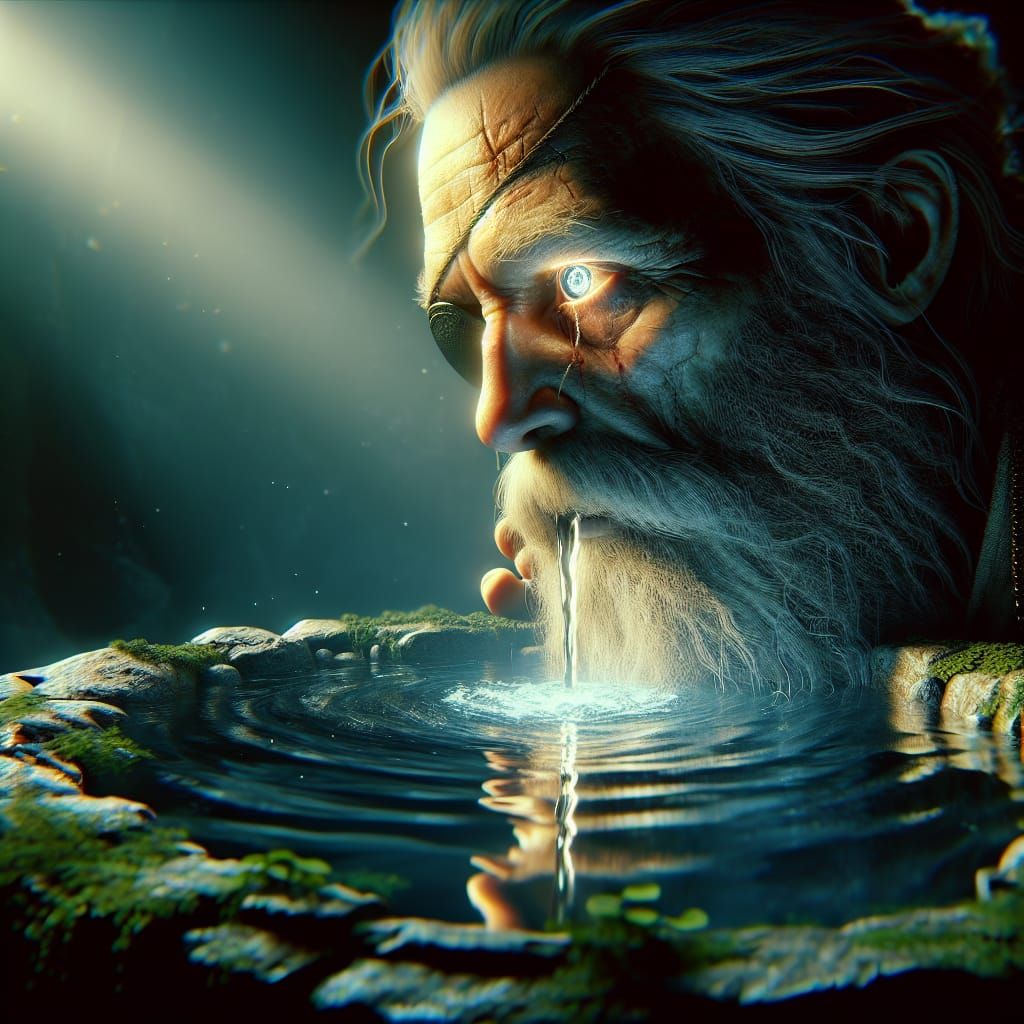 Odin Drinks from Mimir's Well of Wisdom