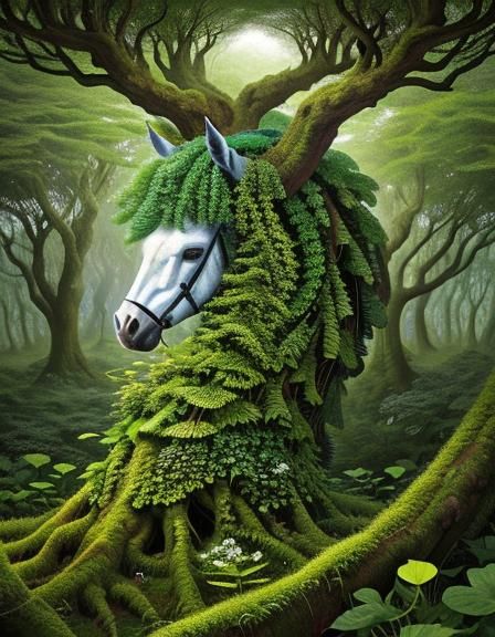 Hidden Horse Head in Intricate Fractal Forest