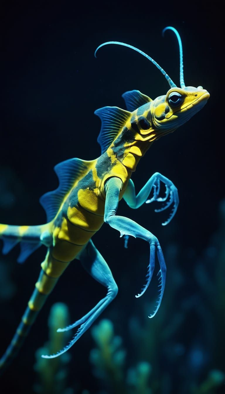 Ethereal Deep-Sea Dragon in Iridescent Hues