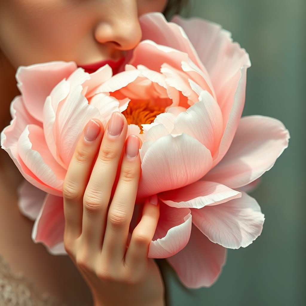 Ethereal Peony Blooms in Dreamy, Art Nouveau Style