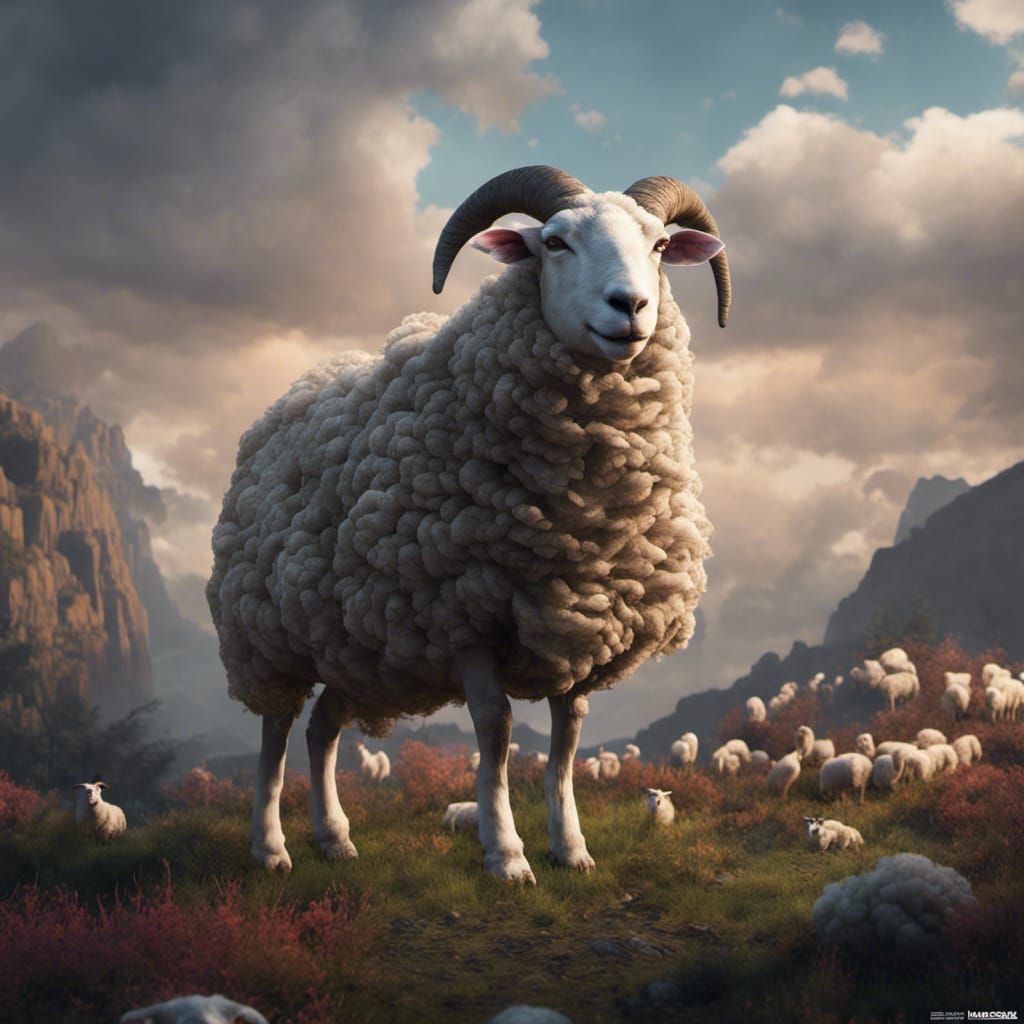 Fantastical Sheep in Detailed Matte Painting