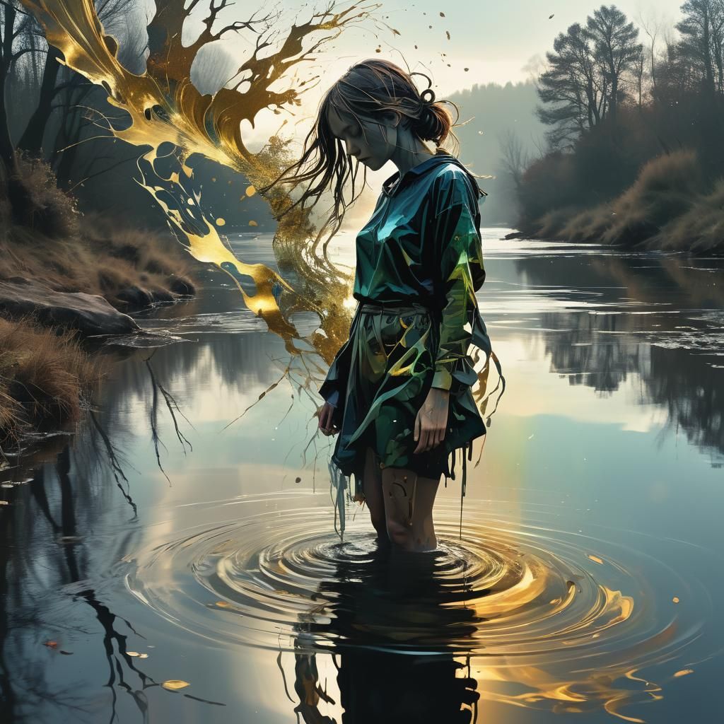 Epic Silhouette Reflection by the River