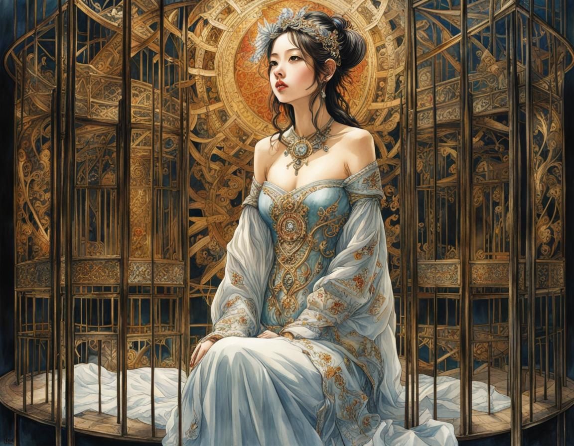 A young Princess sits at the edge of her gilded cage …