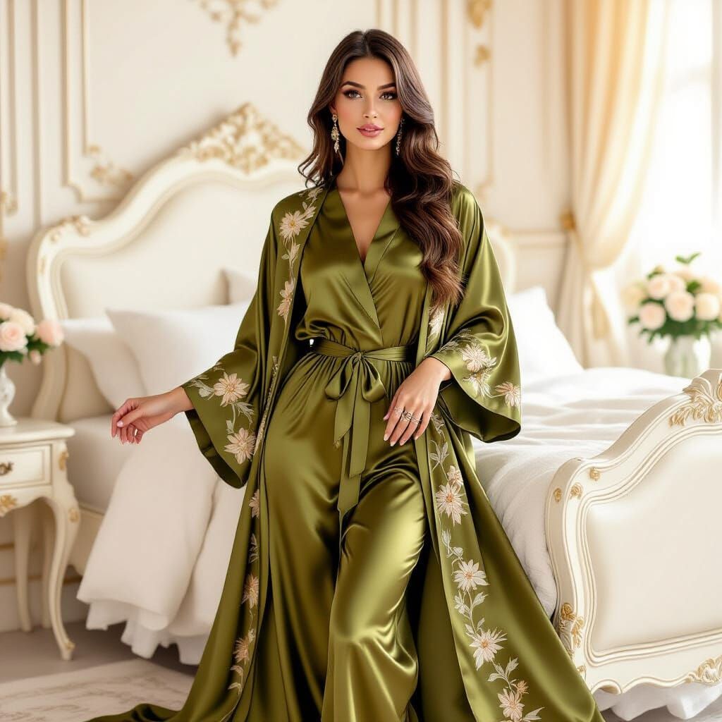 Victorian Woman in Silk Robe: an Art Nouveau Vision